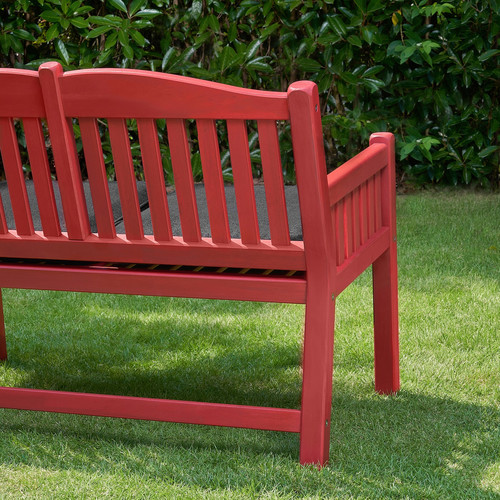 PÄRONHOLMEN Bench with backrest, outdoor, red/Järpön/Duvholmen anthracite