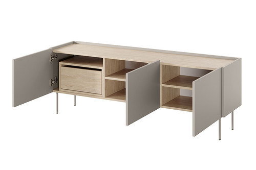 Three-Door TV Cabinet with Drawer Desin 170, cashmere/nagano oak