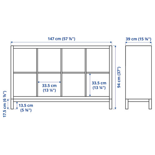 KALLAX Shelving unit with underframe, with 2 doors/4 drawers/white, 147x94 cm