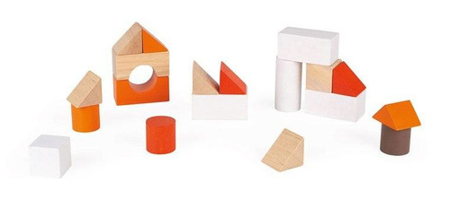 Janod Wooden blocks with cart 3+