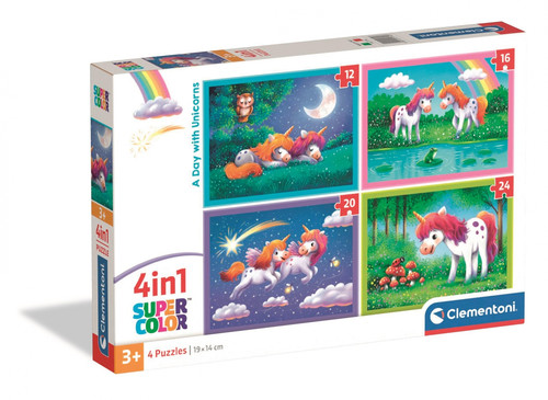 Clementoni Children's Puzzle A Day with Unicorns 4in1 3+