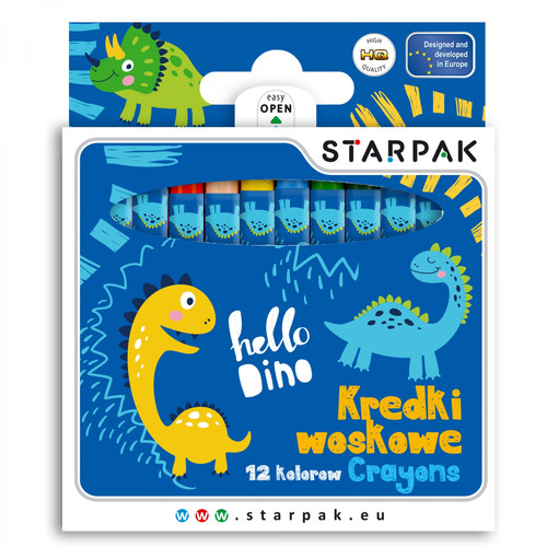 Starpak Wax Crayons 12 Colours Hello Dino