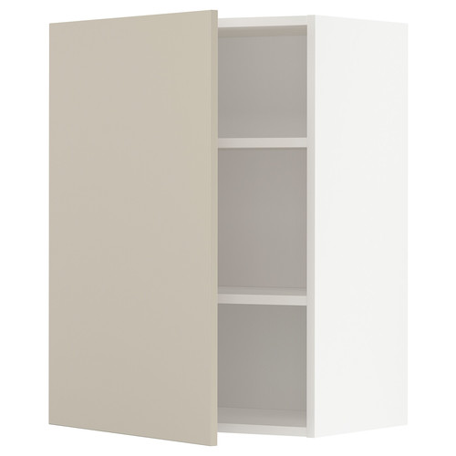 METOD Wall cabinet with shelves, white/Havstorp beige, 60x80 cm