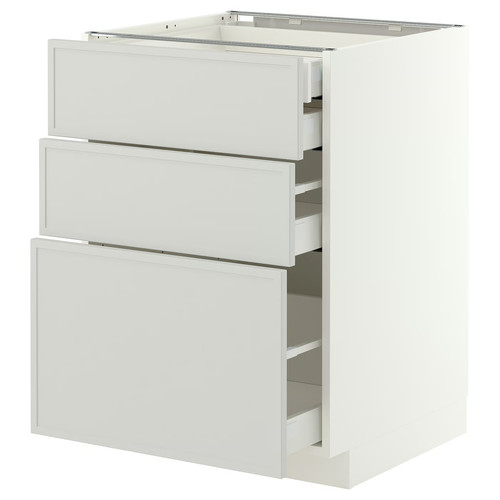 METOD/MAXIMERA Base cb 3 frnts/2 low/1 md/1 hi drw, white/Aspudden light grey, 60x60 cm