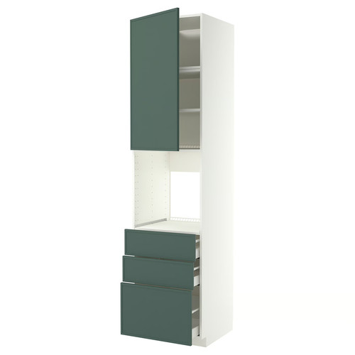 METOD/MAXIMERA High cab f oven w door/3 drawers, white/Aspudden dark grey-green, 60x60x240 cm