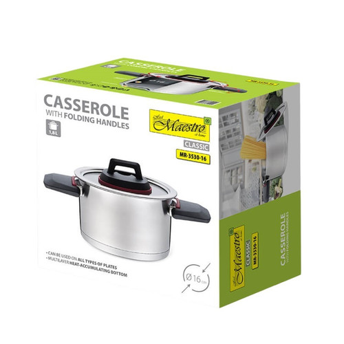 Feel Maestro 1.6L Stainless Steel Pot with Folding Handles 16cm