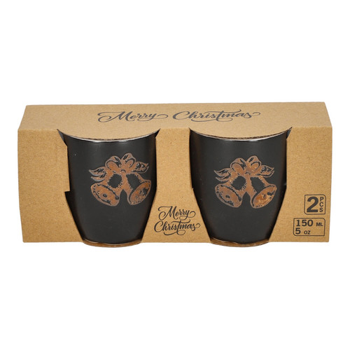 Set of 2 Mugs 150ml Christmas Bells, grey