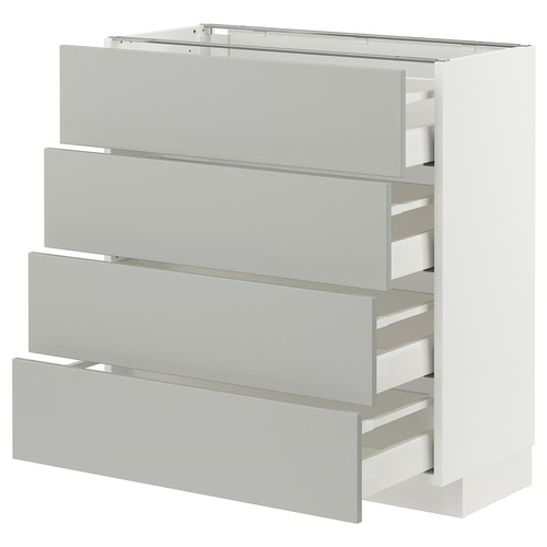 METOD / MAXIMERA Base cab 4 frnts/4 drawers, white/Havstorp light grey, 80x37 cm