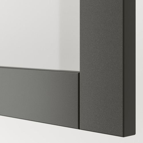 BESTÅ TV storage combination/glass doors, dark grey Sindvik/Lappviken dark grey, 240x42x129 cm