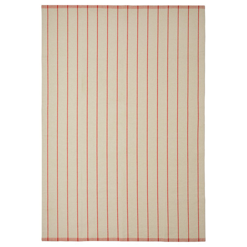 RIDSTIG Rug, flatwoven, off-white/red, 170x240 cm