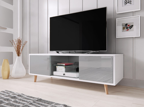 TV Cabinet Sweden LE, matt white/high-gloss grey