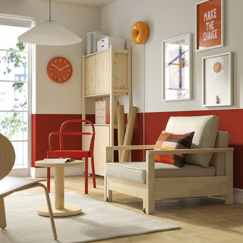TORNSBORG Armchair-bed, Naggen beige/pine