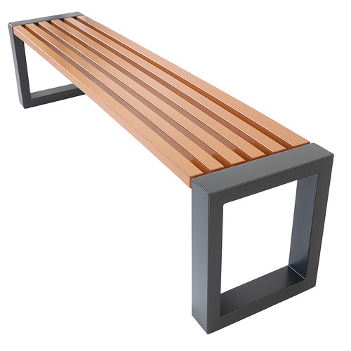 Architectural Metal Garden Bench Bold 150cm, black-brown