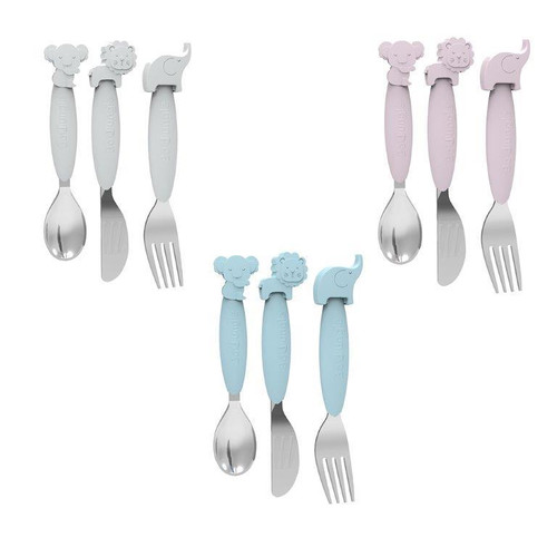 Bo Jungle B-Silicone Spoon-Fork-Knife Children's Cutlery Set Blue