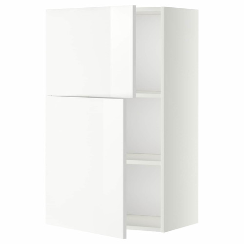 METOD Wall cabinet with shelves/2 doors, white/Ringhult white, 60x100 cm