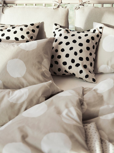 ODDNY Cushion cover, off-white/dot pattern black, 50x50 cm