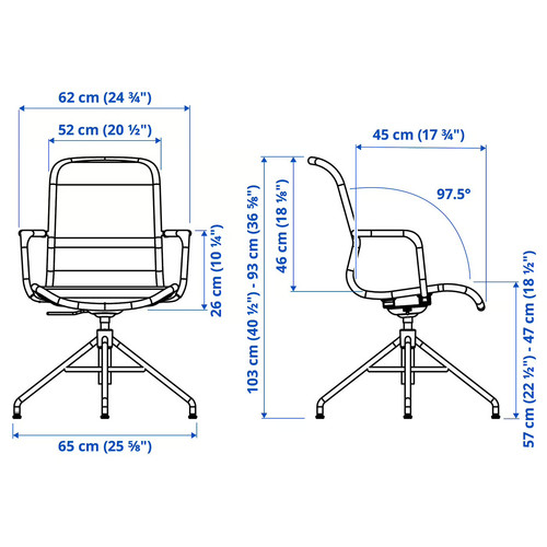 STIGBYGEL Swivel chair with armrests, beige/white