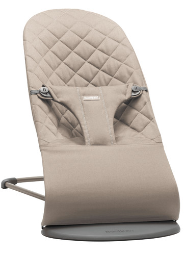 BABYBJÖRN Bouncer Bliss WOVEN, Sand Grey with Googly Eyes Pastels