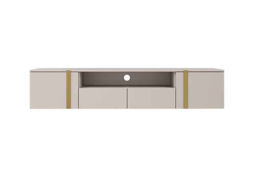 Wall-Mounted TV Cabinet Verica 200 cm, cashmere/gold handles