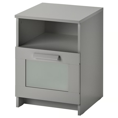 BRIMNES Bedside table, grey, 39x41 cm