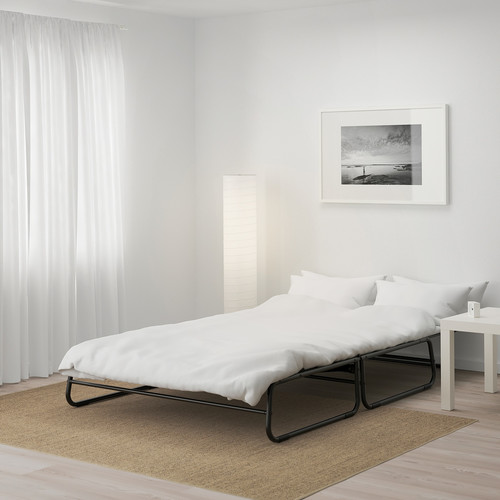 HAMMARN Sofa-bed, Knisa dark grey, black, 120 cm