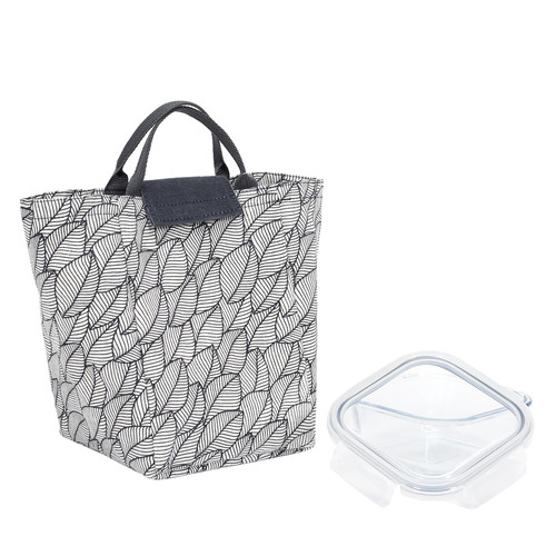 Lunch Set Cool Bag & Glass Lunchbox, grey