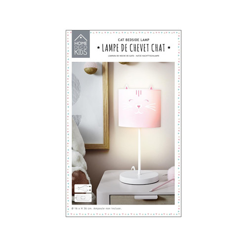 Children's Table Lamp Cat, pink