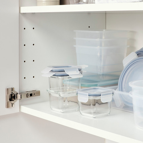 IKEA 365+ Food container with lid, square, glass, 180 ml, 3 pack