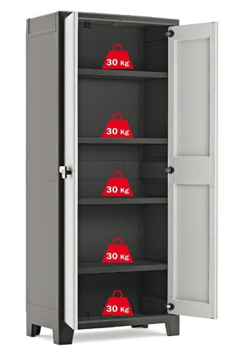Outdoor/Workshop High Cabinet, Multi-use, XL tall, black-grey