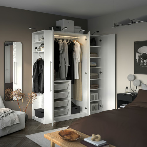 PAX / FARDAL Wardrobe combination, white high-gloss white/white, 170x60x201 cm