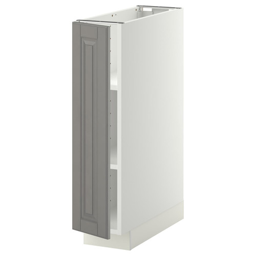 METOD Base cabinet with shelves, white/Bodbyn grey, 20x60 cm