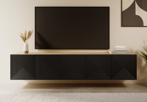 Wall-Mounted TV Cabinet Asha 200 cm, artisan/matt black