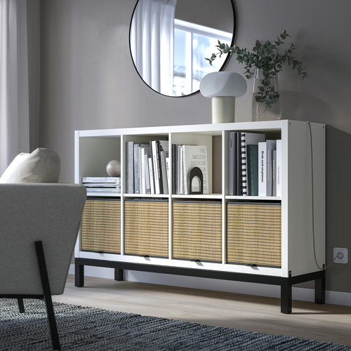 KALLAX Shelving unit with underframe, white/black, 147x94 cm