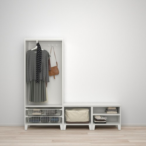 PLATSA Wardrobe with 4 doors, white STRAUMEN mirror glass /FONNES white, 200x42x191 cm