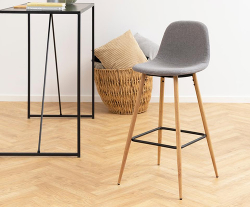 Bar Stool Wilma, light grey/oak