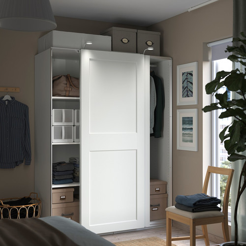 PAX / GRIMO Wardrobe, white/white, 150x66x201 cm
