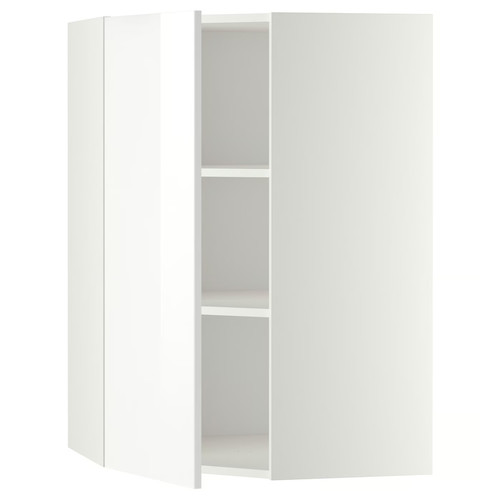 METOD Corner wall cabinet with shelves, white, Ringhult white, 68x100 cm
