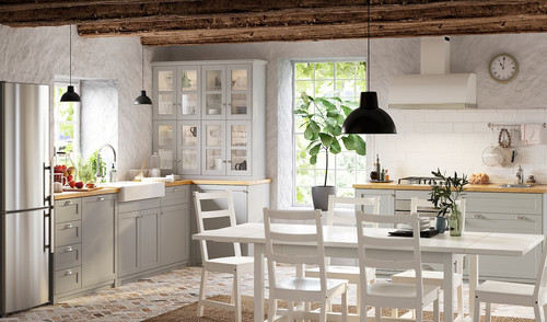 METOD Wall cabinet with shelves/2 doors, white/Lerhyttan light grey, 80x60 cm