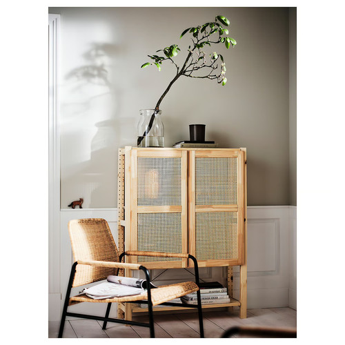 IVAR Shelving unit with doors, pine, 89x30x124 cm