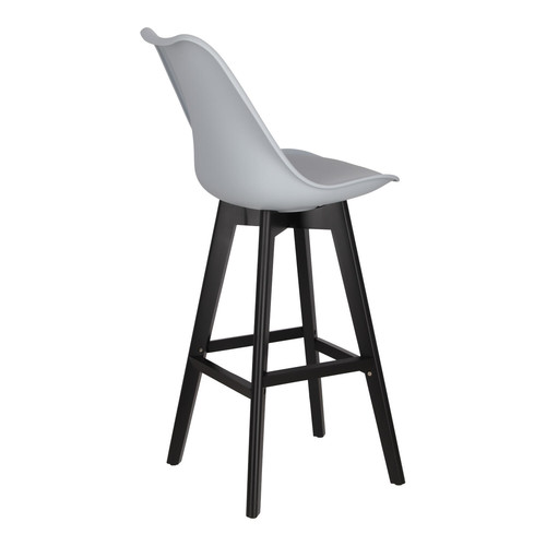 Bar Stool Norden, wood black high PP, grey