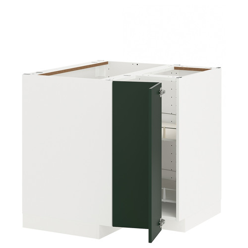 METOD Corner base cabinet with carousel, white/Havstorp deep green, 88x88 cm