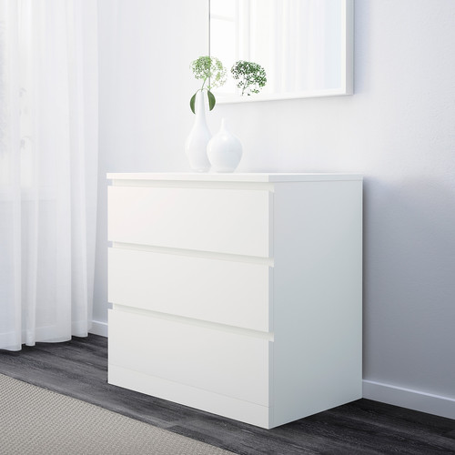 MALM Bedroom furniture, set of 3, white