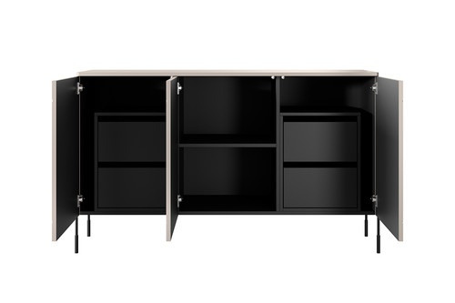 Three-Door Cabinet with Drawer Units Sonatia 150 cm, cashmere