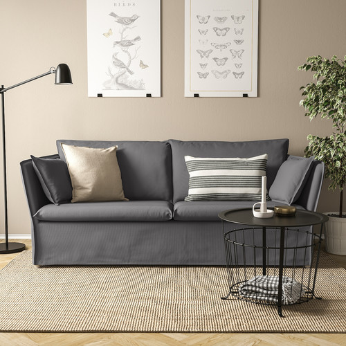 BACKSÄLEN 3-seat sofa, Hallarp grey