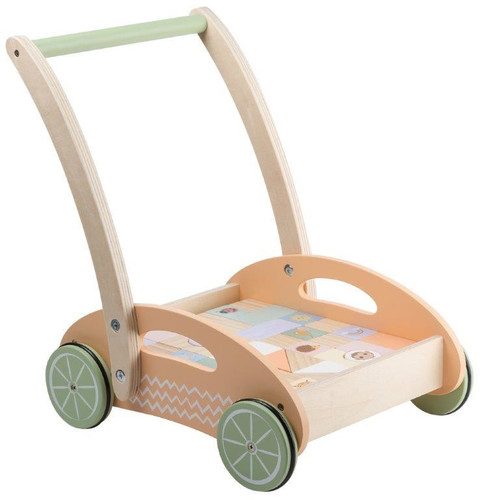 Joueco Wooden Baby Walker with Blocks The Wildies Family 12m+