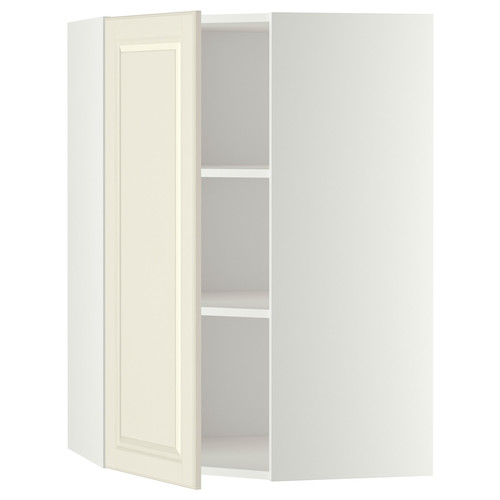 METOD Corner wall cabinet with shelves, white, Bodbyn off-white, 68x100 cm