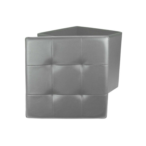 Foldable Pouffe Intesi Vels, faux leather, grey