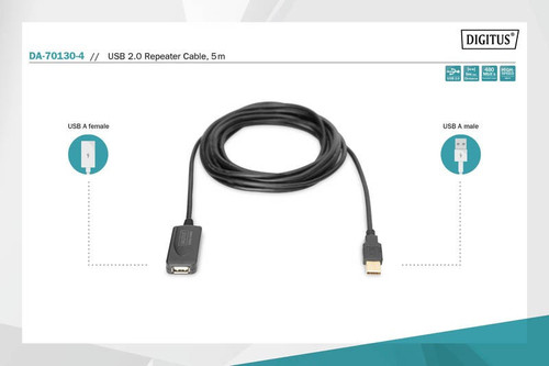 DIGITUS USB 2.0 Active Extension Cable, 5m