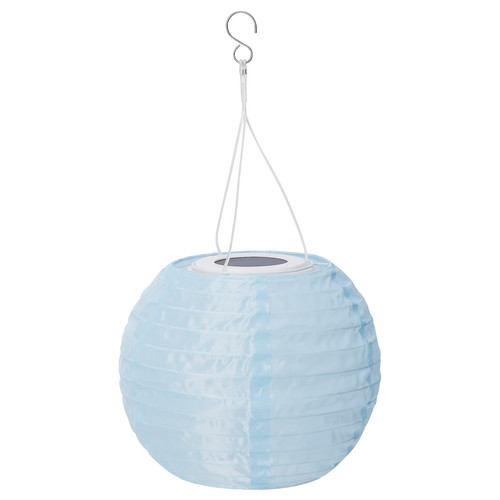 SOLVINDEN LED solar-powered pendant lamp, outdoor/globe light blue, 22 cm