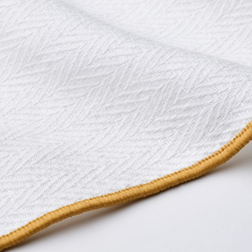 SANDABBORRE Tea towel, white/dark yellow, 50x50 cm